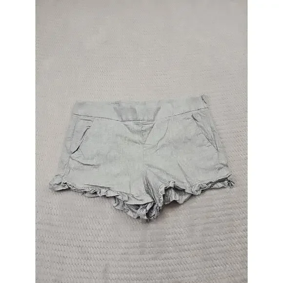 Loft Shorts Womens 4 Gray Ruffled Trim Pockets Side Zip - Picture 1 of 7